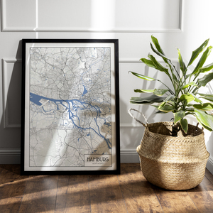 Carte de Hambourg Minimaliste - Cadeau Idéal pour Amoureux de la Ville