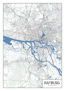 Carte de Hambourg Minimaliste - Cadeau Idéal pour Amoureux de la Ville