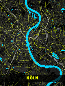Carte noeon personnalisée Cologne - Cadeau lumineux pour amateurs de la ville