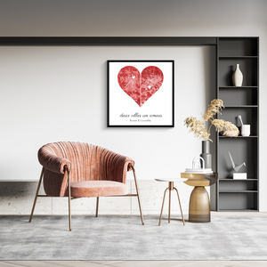 Carte personnalisée en cœur : Deux villes, un amour - Pour couples en relation à distance