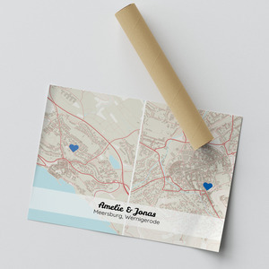 Carte Duo Personnalisée avec Symboles: Pour Couples en Villes Distinctes