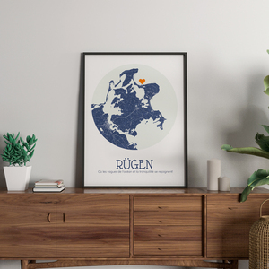 Carte personnalisée Rügen - Affiche ronde à message pour amoureux de voyages
