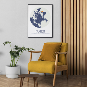 Carte personnalisée Rügen - Affiche ronde à message pour amoureux de voyages
