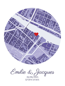 Carte de Lieu de Mariage Personnalisée - Poster Unique pour Jeunes Mariés