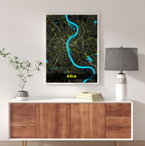 Carte noeon personnalisée Cologne - Cadeau lumineux pour amateurs de la ville