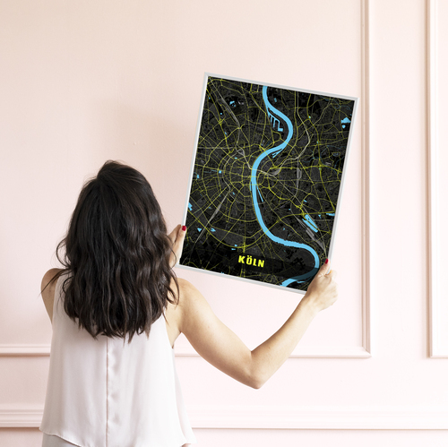 Carte noeon personnalisée Cologne - Cadeau lumineux pour amateurs de la ville