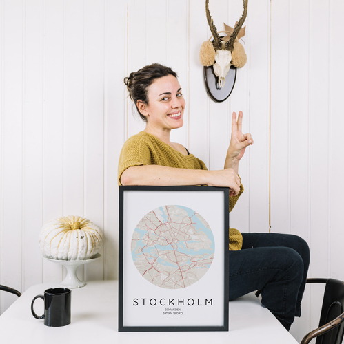 Carte Circulaire de Stockholm - Poster Personnalisé pour Amoureux de la Suède