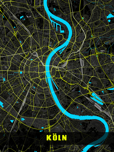 Carte noeon personnalisée Cologne - Cadeau lumineux pour amateurs de la ville