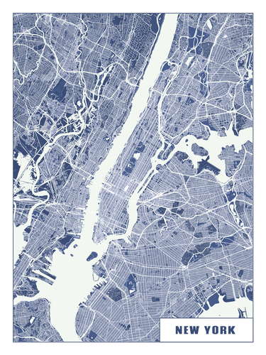 Carte de New York TECH - Poster moderne et minimaliste pour amateurs et résidents