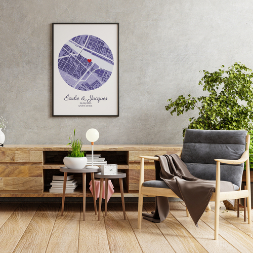 Carte de Lieu de Mariage Personnalisée - Poster Unique pour Jeunes Mariés