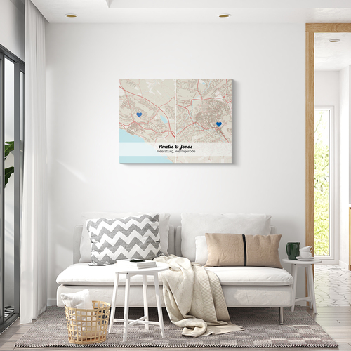 Carte Duo Personnalisée avec Symboles: Pour Couples en Villes Distinctes